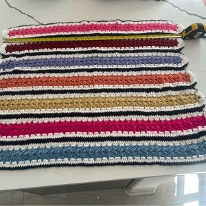 Multicolor Striped Crochet Throw Blanket  Handmade Grandma core